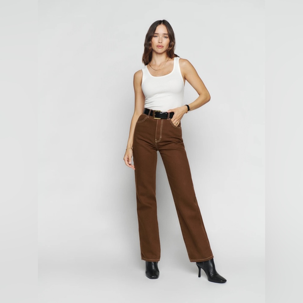 Reformation Cowboy Jeans in Brown